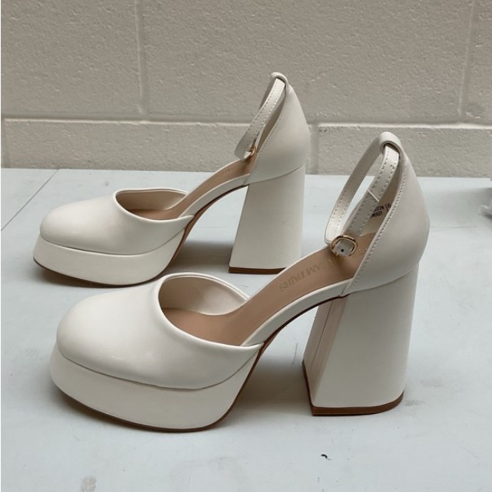 Dream Pairs White Platform Block Heel Mary Jane Pumps - Picture 4 of 6